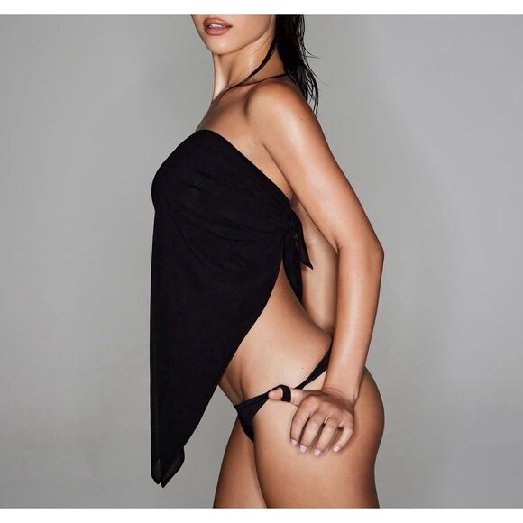 NWT RARE SKIMS Summer Mesh Handkerchief Top in Onyx - Picture 2 of 6